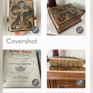 Antique hand tooled gold gilded pages detailing german family bible large heavy